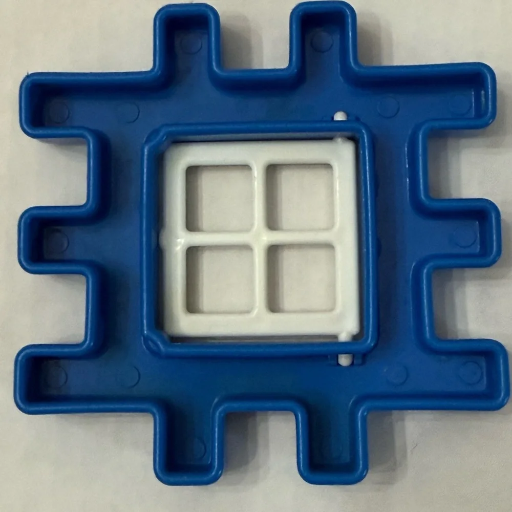 VTG Little Tikes Waffle Blocks 5 Piece Lot‎ 4 Windows 1 Door Red & Blue 4 Inches